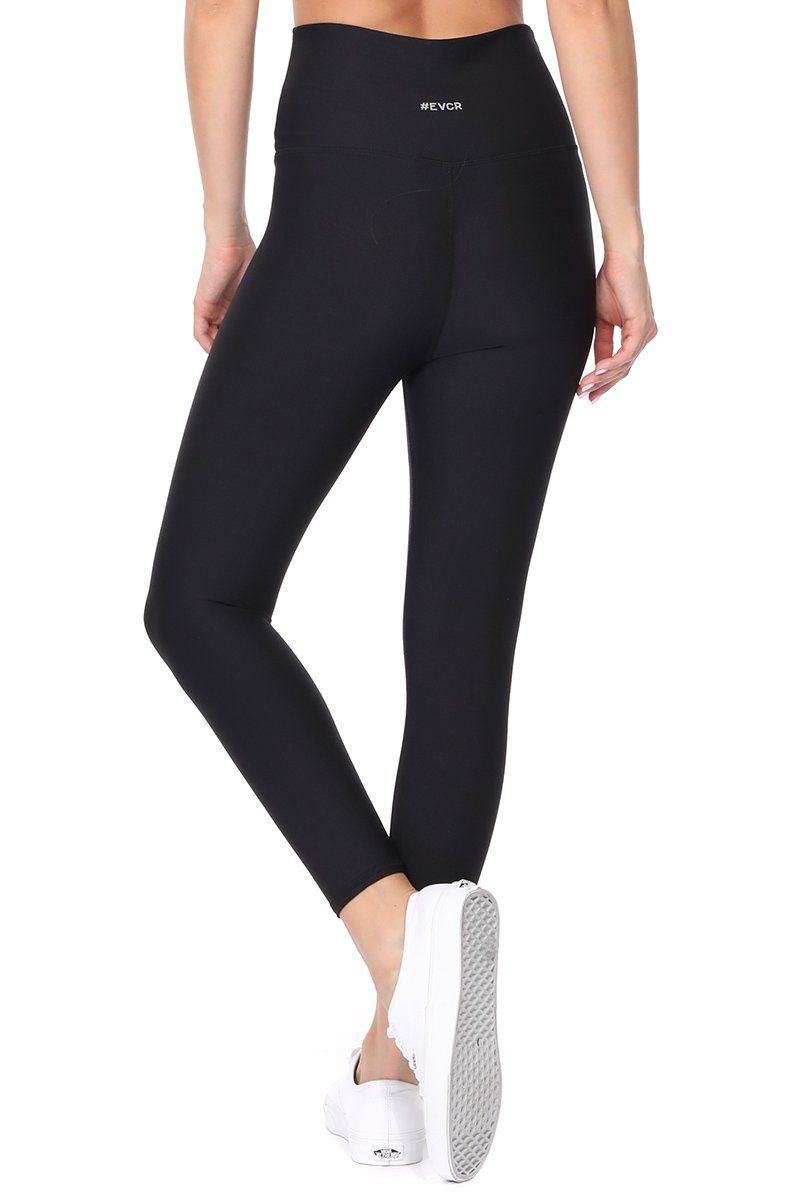 Mia - Solid Black - 7/8 Middi Compression Legging (High-Waist)