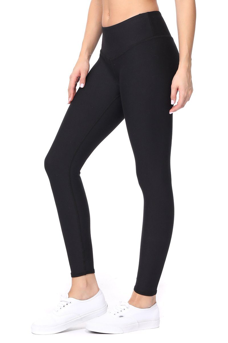 EVCR Plain Black Brushed Leggings