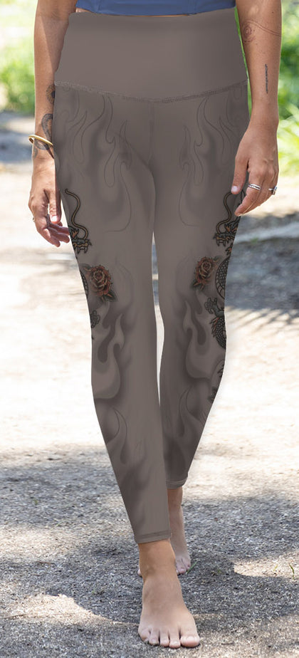 Mia -  Wet Sand - Dragon Rose- 7/8 Legging (High-Waist) - LIMITED EDITION