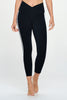 Diana - Black - White Side Stripes - Cross Over - Capri Legging (High-Waist)