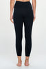 Diana - Black - White Side Stripes - Cross Over - Capri Legging (High-Waist)