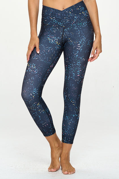 Kate -  Bright Speckle - Cross Over - Capri Legging (High-Waist)