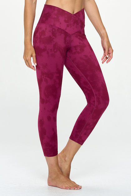 Kate - Festival Fuchsia Tie Dye - Cross Over - Capri Legging (High-Waist)