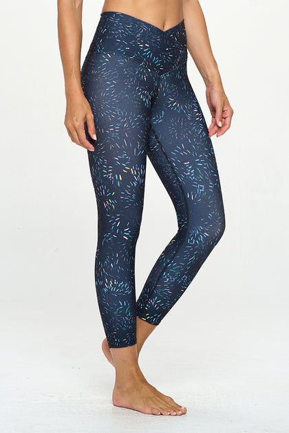 Kate -  Bright Speckle - Cross Over - Capri Legging (High-Waist)