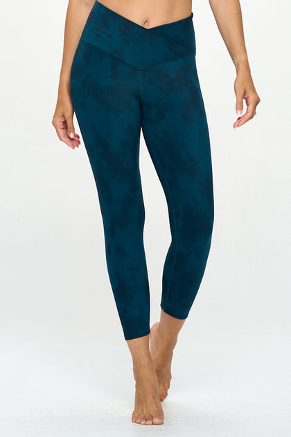 Kate - Peacock Tie Dye - Cross Over - Capri Legging (High-Waist)