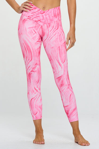 Kate - Magenta Marble Glaze - Cross Over - Capri Legging (High-Waist)