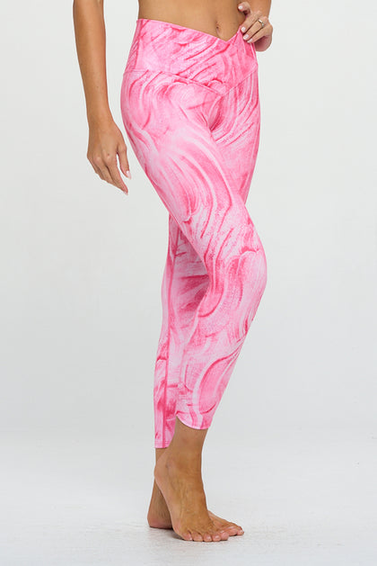 Kate - Magenta Marble Glaze - Cross Over - Capri Legging (High-Waist)