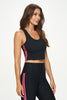 Bella -  Black - Hot Pink  Stripes - Compression Crop Tank