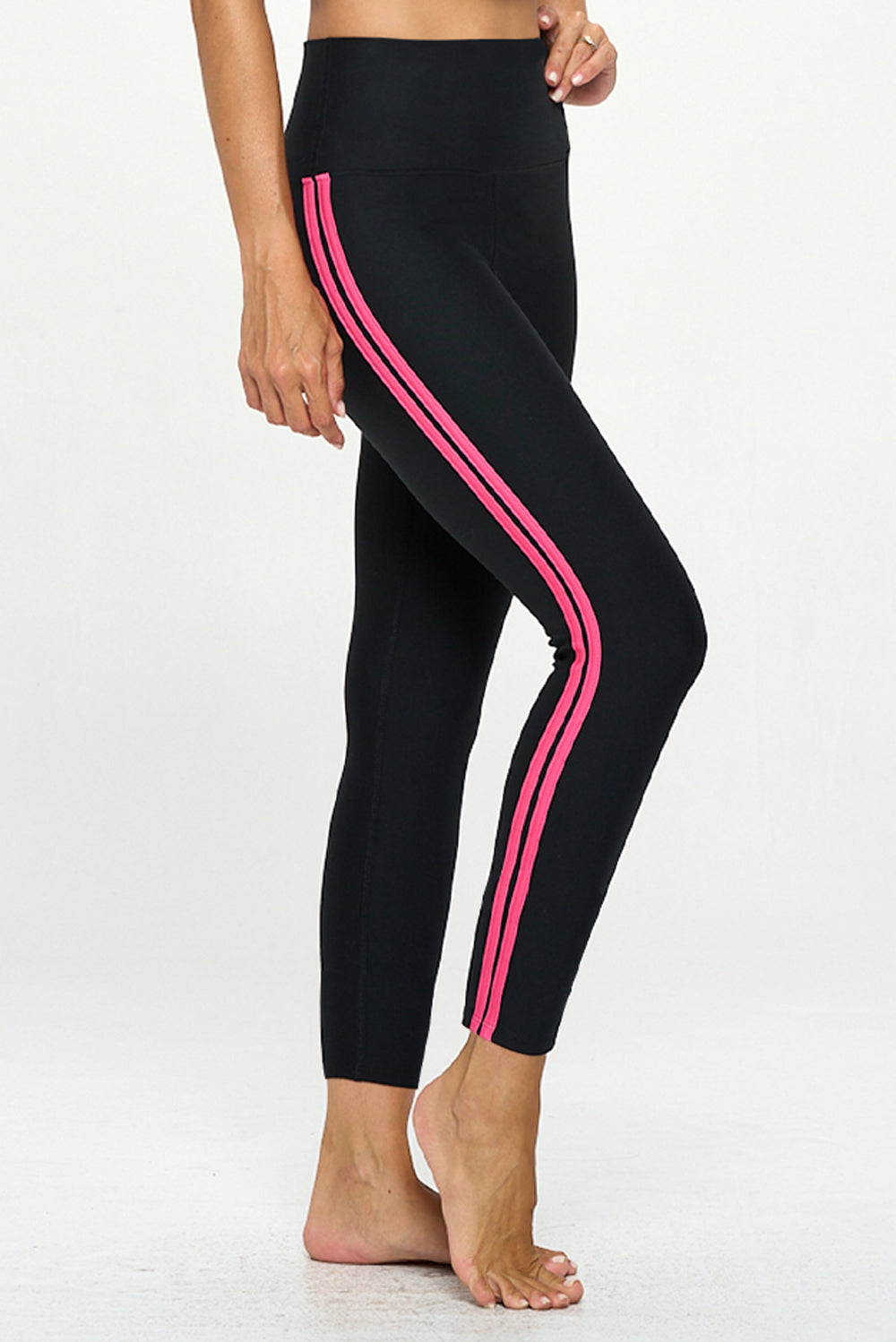 Madison - Black - Hot Pink Stripes - 7/8 Legging (High-Waist)