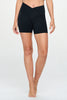 Set - Tropical Buzz & Plain Black - Cross Over Shorts w Pocket - 2 pcs