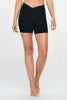 Set - Pink Bright Garden & Plain Black - Cross Over Shorts w Pocket - 2 pcs