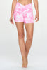 Set - Pink Bright Garden & Plain Black - Cross Over Shorts w Pocket - 2 pcs