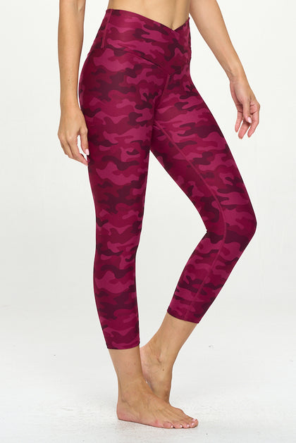 Kate - Festival Fuchsia Camo - Cross Over - Capri Legging (High-Waist)