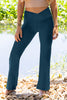 Gabrielle - Peacock - Crossover Waistband Split Flare Comfortable Legging (High - Waist)