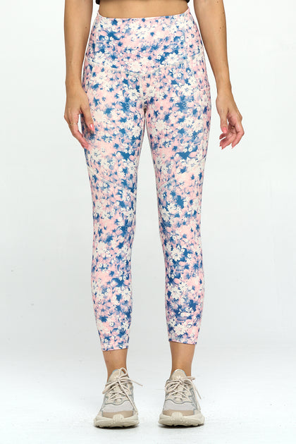 Cotton Candy Floral Garden High Waist 7/8 Leggings With Pockets