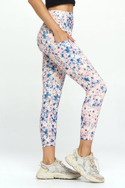 Cotton Candy Floral Garden High Waist 7/8 Leggings With Pockets