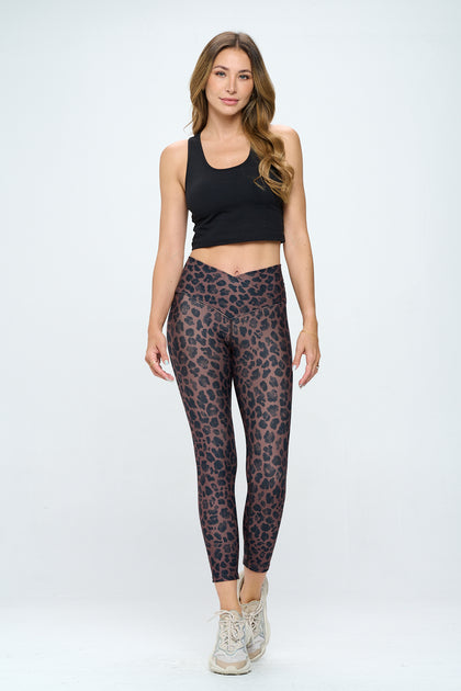 Cristina - Espresso Large Cheetah Cross Over 7/8 Legging (High-Waist)