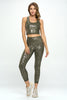 Kendall -  Agave Gunmetal Shiny Snake Compression Crop Tank