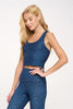 Kendall - Navy Seaglass Compression Crop Tank