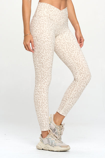 Tate - Snow Taupe Cheetah Crossover Full-Length Legging (High-Waist)**Final Sale**