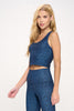 Kendall - Navy Seaglass Compression Crop Tank