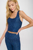 Kendall - Navy Seaglass Compression Crop Tank