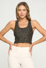 Kendall - Deep Agave Snow Leopard Compression Crop Tank