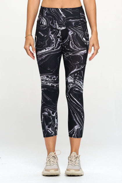 Liz - B/W Marble w Pockets 7/8 Legging