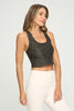 Kendall - Deep Agave Snow Leopard Compression Crop Tank