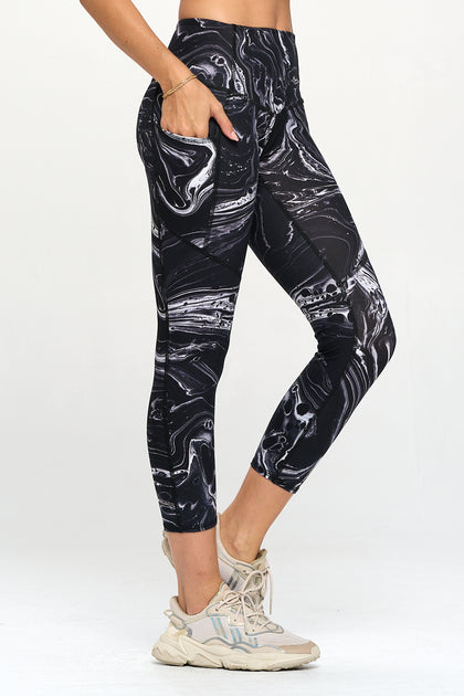 Liz - B/W Marble w Pockets 7/8 Legging