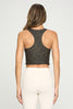 Kendall - Deep Agave Snow Leopard Compression Crop Tank**SALE**