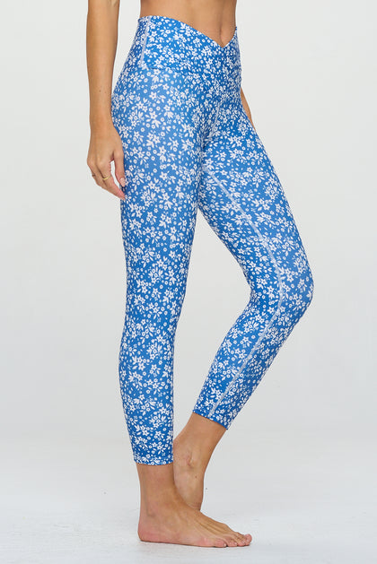 Kate - Ditsy Blue Sky - Cross Over - Capri Legging (High-Waist)