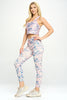 Kylie - Cotton Candy Floral Garden Compression Crop Tank (Built-in support)