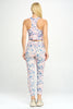 Kylie - Cotton Candy Floral Garden Compression Crop Tank (Built-in support)