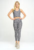 Kylie - B/W Ditsy Floral Compression Crop Tank (Built-in support)**SALE**