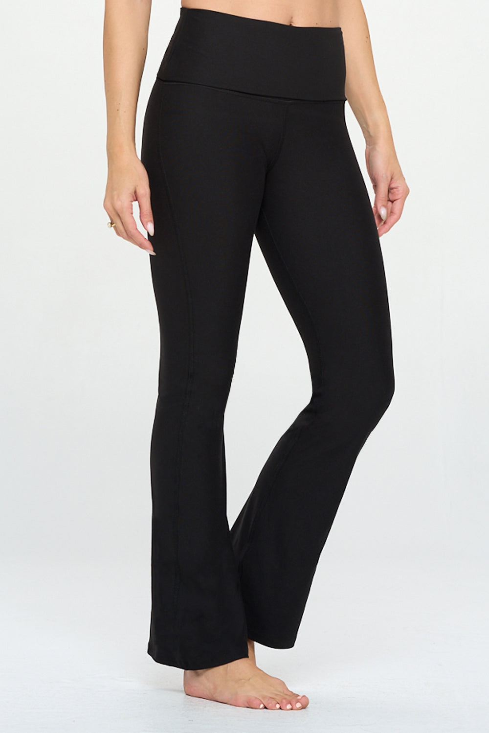 Jessica - Black Fold - Over Waistband Straight Flare Legging – EVCR