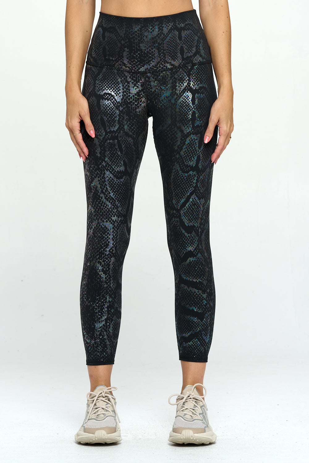 Mia - Black Iridescent Shine Snake Legging (High-Waist) - LIMITED