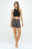 Lilly - Wet Sand Snow Garden - Cross Over Shorts w Pocket 5" (High-Waist)
