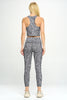 Kylie - B/W Ditsy Floral Compression Crop Tank (Built-in support)**SALE**