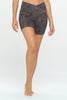 Lilly - Wet Sand Snow Garden - Cross Over Shorts w Pocket 5" (High-Waist)