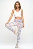 Tate - Cotton Candy Floral Garden Crossover Full-Length Legging (High-Waist)