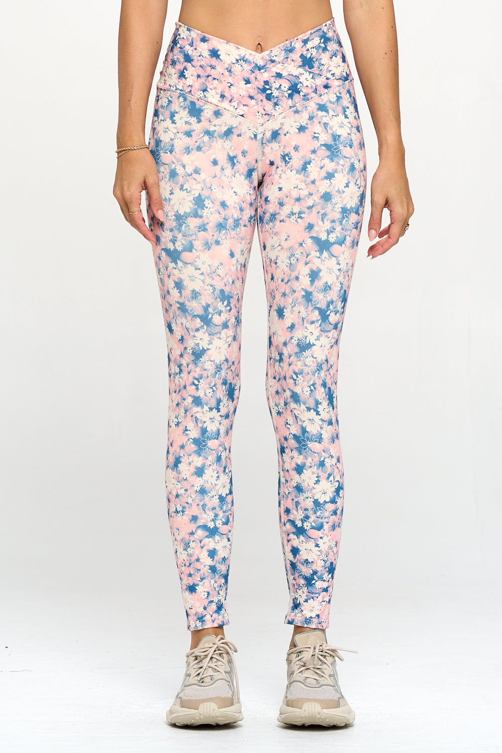 Tate - Cotton Candy Floral Garden Crossover Full-Length Legging (High- –  EVCR