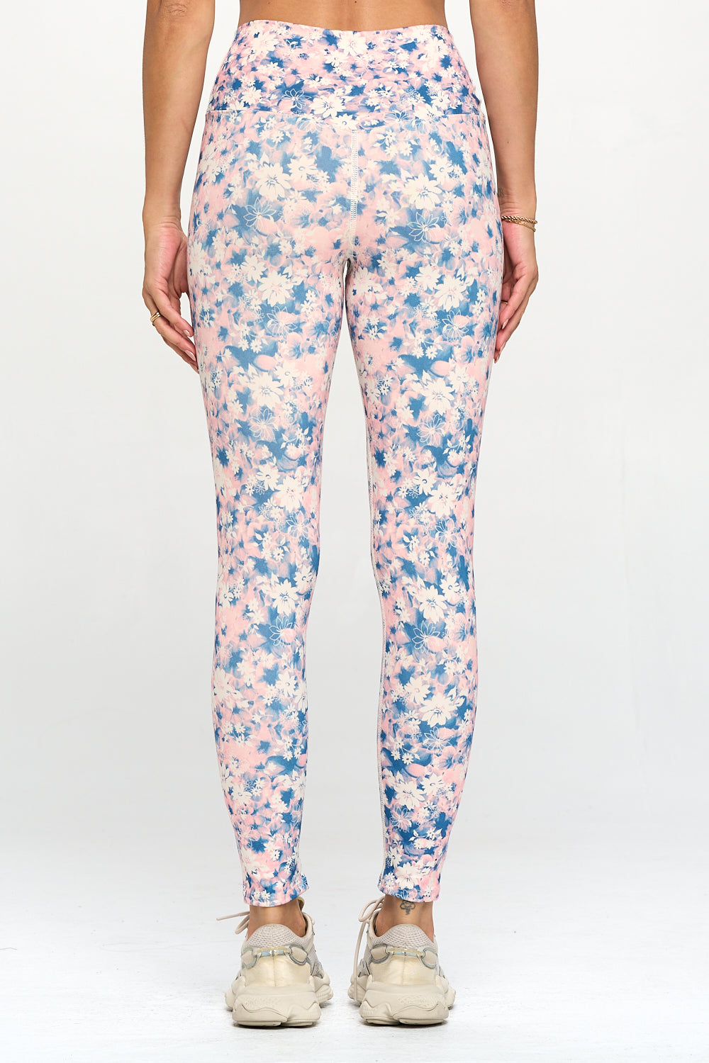 Tate - Cotton Candy Floral Garden Crossover Full-Length Legging (High-Waist)