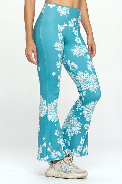 Teal Flower Ultra Lightweight Bell Bottom