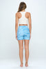 Mia Shorts - Blue Wave  w Pockets 5" (High-Waist) - LIMITED EDITION