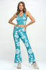 Kendall - Teal Flower Ultra Lightweight Crop Tank