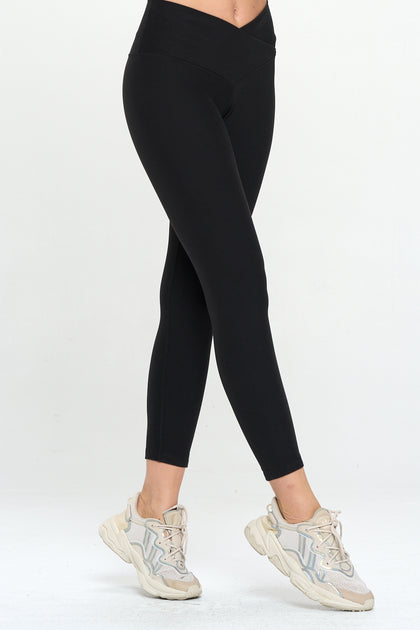 Cristina - Black - Cross Over 7/8 Compression Legging (High-Waist)