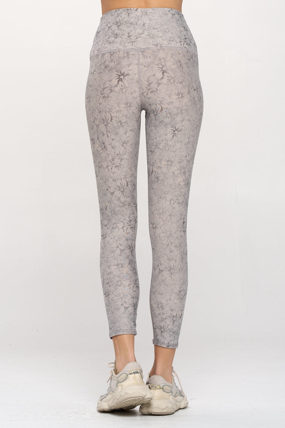 Mia - Dove Faded Floral Stamp 7/8 Legging (High-Waist)
