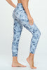 Cristina - Grey Floral Bluish Cross Over 7/8 Legging (High - Waist)