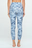 Cristina - Grey Floral Bluish Cross Over 7/8 Legging (High - Waist)